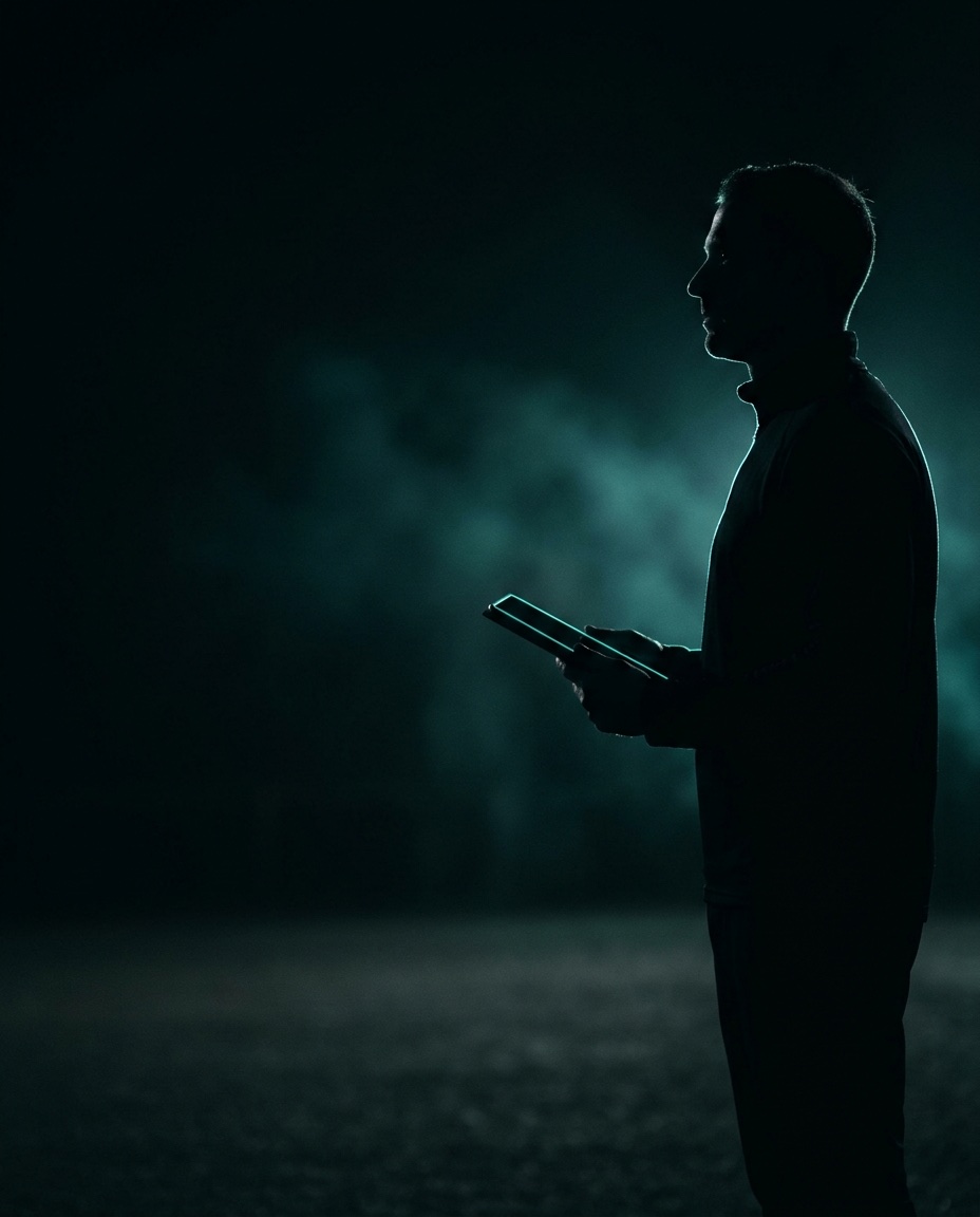 Silhouette of a recruiter holding a tablet
